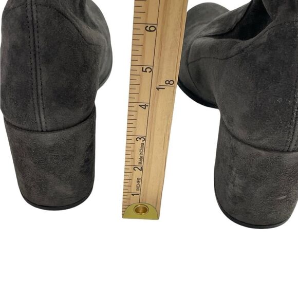 Stuart Weitzman Gray Suede Over-the-Knee Boots Sz 7 Almond Toe Block Heel Shoes - Picture 4 of 12
